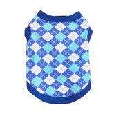KUTKUT Dog Puppy Sleeveless Shirt, Brethable Plaid Cotton Argyle Pattern Tank Top, Summer Clothes for Cats and Small Dogs Miniature Poodle, Scotti, Bichon - kutkutstyle
